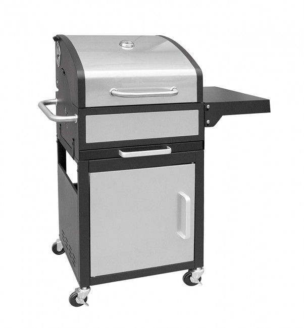 1110 Grillchef Houtskoolbbq wagon silver