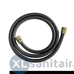 Doucheslang kunststof 150 cm mat zwart / geborsteld messing