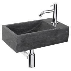 Differnz Furan fonteinset natuursteen kraan gebogen chroom 40 x 23 x 11 cm