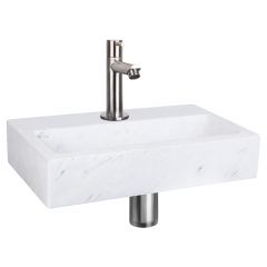 Differnz Flat fonteinset marmer kraan recht mat chroom 38 x 24 x 8 cm