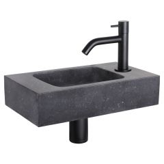 Differnz fonteinset bombai black natuursteen kraan gebogen mat zwart 40 x 22 x 9 cm
