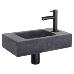 Differnz fonteinset bombai black natuursteen kraan recht mat zwart 40 x 22 x 9 cm