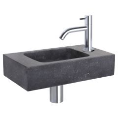 Differnz fonteinset bombai black natuursteen kraan gebogen chroom 40 x 22 x 9 cm