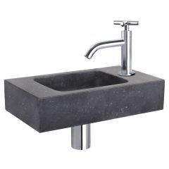 Differnz fonteinset bombai black natuursteen kraan kruis chroom 40 x 22 x 9 cm