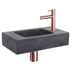Differnz fonteinset bombai black natuursteen kraan recht rood koper 40 x 22 x 9 cm