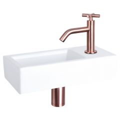 Differnz Ravo fonteinset keramiek kraan kruis rood koper 38.5 x 18.5 x 9 cm