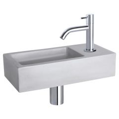 Differnz Ravo fonteinset beton lichtgrijs kraan gebogen chroom 38.5 x 18.5 x 9 cm