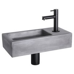 Differnz Ravo fonteinset beton donkergrijs kraan recht mat zwart 38.5 x 18.5 x 9 cm