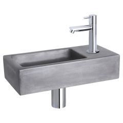 Differnz Ravo fonteinset beton donkergrijs kraan recht chroom 38.5 x 18.5 x 9 cm
