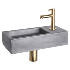 Differnz Ravo fonteinset beton donkergrijs kraan recht mat goud 38.5 x 18.5 x 9 cm