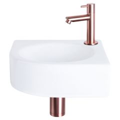 Differnz Cleo fonteinset keramiek kraan recht rood koper 30 x 30 x 10 cm