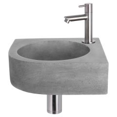 Differnz Cleo fonteinset beton donkergrijs kraan recht mat chroom 31.5 x 31.5 x 10 cm