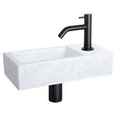 Differnz Helios fonteinset marmer kraan gebogen mat zwart 37.5 x 18.5 x 9.5 cm
