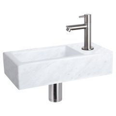 Differnz Helios fonteinset marmer kraan recht mat chroom 37.5 x 18.5 x 9.5 cm