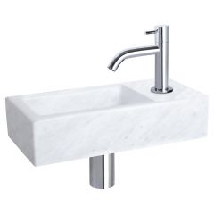 Differnz Helios fonteinset marmer kraan gebogen chroom 37.5 x 18.5 x 9.5 cm