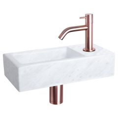 Differnz Helios fonteinset marmer kraan gebogen rood koper 37.5 x 18.5 x 9.5 cm