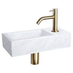 Differnz Helios fonteinset marmer kraan gebogen mat goud 37.5 x 18.5 x 9.5 cm