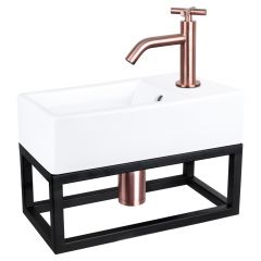 Differnz Force fonteinset keramiek kraan kruis rood koper 40 x 22 x 11.5 cm met handdoekrek