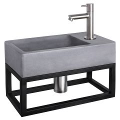 Differnz Force fonteinset beton donkergrijs kraan recht mat chroom 40 x 22 x 9 cm met handdoekrek