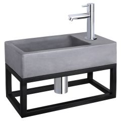 Differnz Force fonteinset beton donkergrijs kraan recht chroom 40 x 22 x 9 cm met handdoekrek