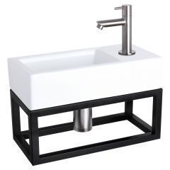 Differnz Ravo fonteinset keramiek kraan recht mat chroom 38.5 x 18.5 x 9 cm met handdoekrek