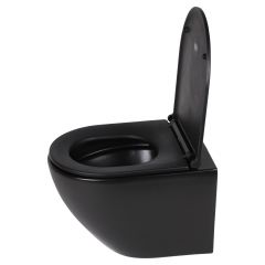 Differnz wand toilet rimless met zitting keramiek zwart 49 x 36 x 37 cm