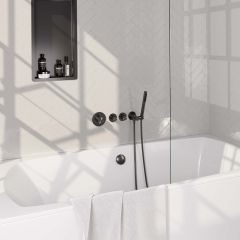 Brauer Gunmetal Carving thermostatische inbouw badkraan set