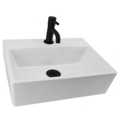 L'Aqua Fonteinset Latta Keramisch met zwarte kraan en sifon
