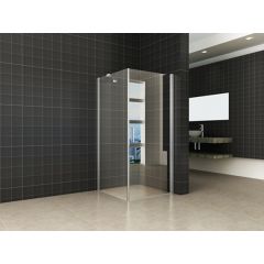 Wiesbaden Uni douchecabine draaideur met zijwand 90x90 cm chroom met helder glas 8mm NANO