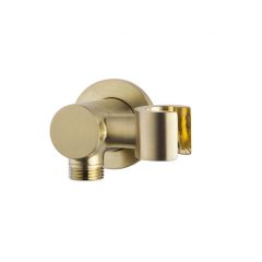 Wiesbaden Wandaansluitbocht met kantelbare handdouchehouder rond 1/2" geborsteld messing