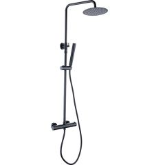 Wiesbaden Twenty eco thermostatische regendoucheset opbouw rond mat zwart