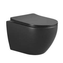 Rimless wandcloset met toiletzitting softclose en quick release mat zwart