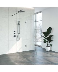 Just creating Complete Profielloze Inloopdouche Reversed 100x90 Gunmetal geborsteld