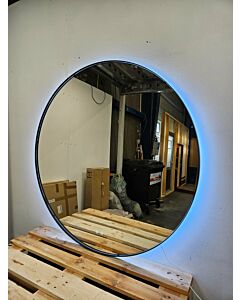 Spiegel 120 cm rond met zwarte rand, verlichting en verwarming