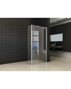 Wiesbaden Zijpaneel 30 x 200 cm met hoekprofiel voor inloopdouche chroom met 10 mm NANO helder glas