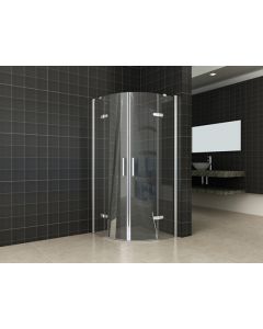 Wiesbaden 1/4 ronde cabine 2 dr.deuren 900x900x2000 chr.8mm NANO