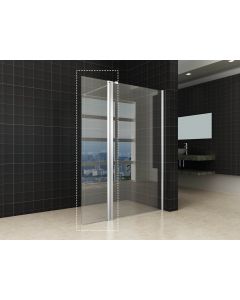 Wiesbaden Zijpaneel 30 x 200 cm met scharnierprofiel chroom met 10 mm NANO helder glas