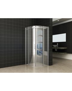 Wiesbaden 1/4 r. cabine 2 schuifdeuren 900x900x2000 chr.8mm NANO
