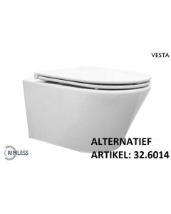 Wiesbaden Vesta wandcloset rimless met Flatline toiletzitting softclose en quick release glans wit