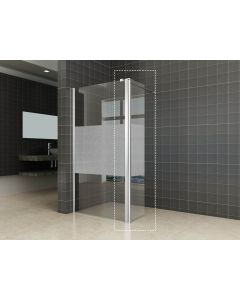 Wiesbaden Zijpaneel 35 x 200 cm met scharnierprofiel links chroom met 10 mm NANO ged.matglas