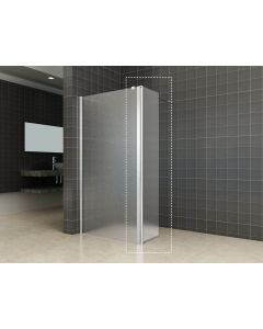 Wiesbaden Zijpaneel 35 x 200 cm met scharnierprofiel links chroom met 10 mm NANO geheel matglas