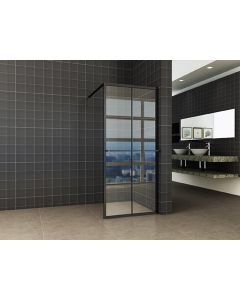 Wiesbaden Maaz inloopdouche met raster en handdoekhouder 10mm nano 120 cm x 200 cm mat zwart