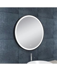 Wiesbaden Maro spiegel rond met LED, dimbaar en spiegelverwarming 60 cm mat zwart
