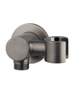 Wiesbaden Wandaansluitbocht met kantelbare handdouchehouder rond 1/2" gunmetal