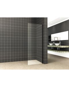 Wiesbaden zijwand tbv schuifbare nisdeur mat-zwart 100 cm 8 mm Nano