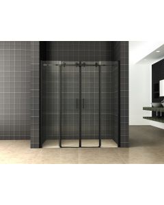 Wiesbaden schuifbare nisdeur 4-d. mat-zwart 1800x2000 chr.8mm NANO