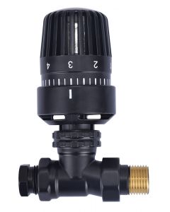 Riko thermostatische radiatorventiel 1/2''x15mm recht mat-zwart