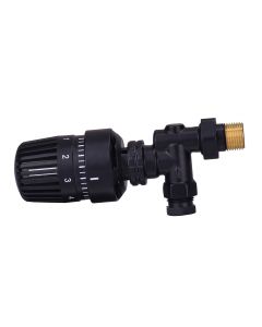 Riko thermostatische radiatorventiel 1/2''x15mm axiaal mat-zwart