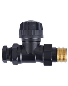 Riko thermostatisch ventiel zonder knop 1/2 recht+adaptor mat-zwart