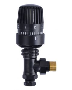 Riko thermostatische radiatorventiel 1/2''x15mm haaks mat-zwart